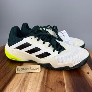 Adidas Barricade 13 Tennis Men's Size 11 White Sneakers Green Shoes JH5144